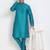 Elegant men's raw silk kurta with pants stitched in turquoise color