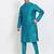 Elegant men's raw silk kurta with pants stitched in turquoise color