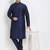 Elegant men's raw silk kurta with pants stitched dark blue color