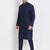 Elegant men's raw silk kurta with pants stitched dark blue color