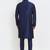 Elegant men's raw silk kurta with pants stitched dark blue color