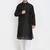 Men's raw silk black kurta with cotton pant set