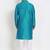 Men's raw silk teal blue kurta with cotton pant set