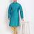 Men's raw silk teal blue kurta with gold churidar set