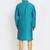 Men's raw silk teal blue kurta with gold churidar set