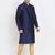 Men's raw silk navy blue kurta with gold churidar set