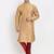 Men's raw silk golden kurta with maroon pant set