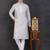 Men's light grey cotton kurta with pant set
