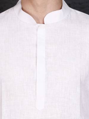 Men's pure white cotton kurta with pant set 4