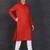 Men's red cotton kurta with pant set