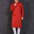 Men's red cotton kurta with pant set