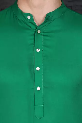 Men's green cotton kurta with pant set
