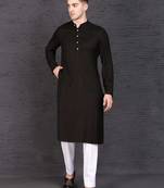 Men's black rayon kurta with pant set