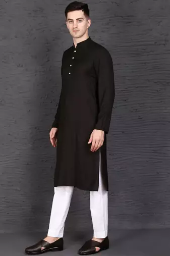 Men's black rayon kurta with pant set
