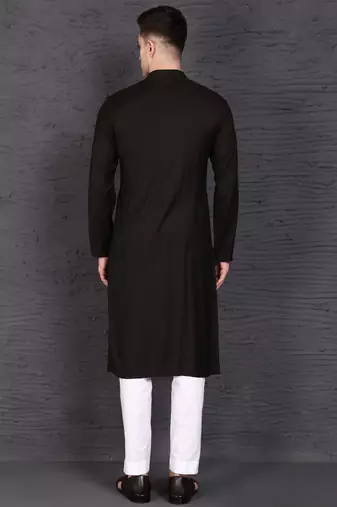 Men's black rayon kurta with pant set
