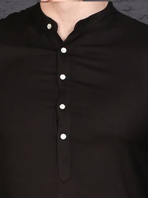 Men's black rayon kurta with pant set 4