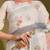 Floral digital print zari cotton lilen  saree with multicolored cotton tussle at pallu