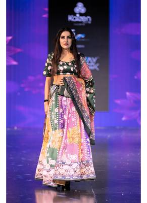 tan Motif Print Shiney Satin Lehenga Choli With Unstitched Digital Print Blouse and Shiney Assam Silk Dupatta 4