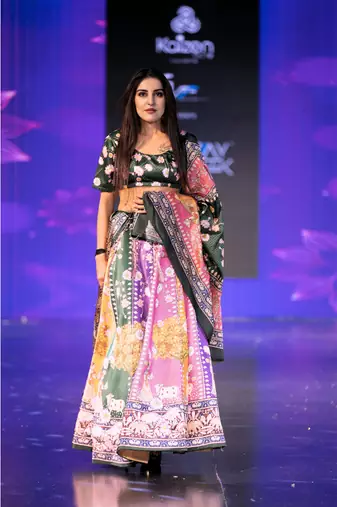 tan Motif Print Shiney Satin Lehenga Choli With Unstitched Digital Print Blouse and Shiney Assam Silk Dupatta