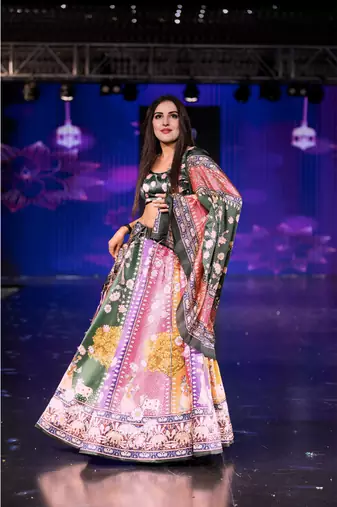 tan Motif Print Shiney Satin Lehenga Choli With Unstitched Digital Print Blouse and Shiney Assam Silk Dupatta