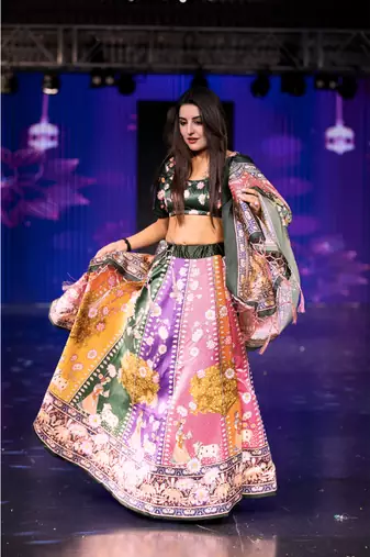 tan Motif Print Shiney Satin Lehenga Choli With Unstitched Digital Print Blouse and Shiney Assam Silk Dupatta