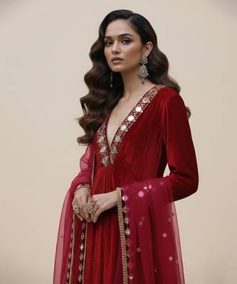 Maroon embroidered organza sharara set 2