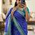 blue kanjivaram silk saree gold zari checks weave
