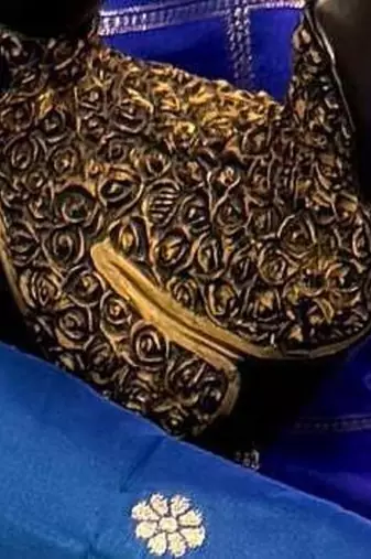 blue kanjivaram silk saree gold zari checks weave