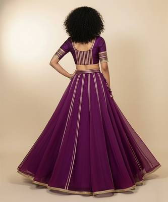 purple embroidered organza lehenga set 2
