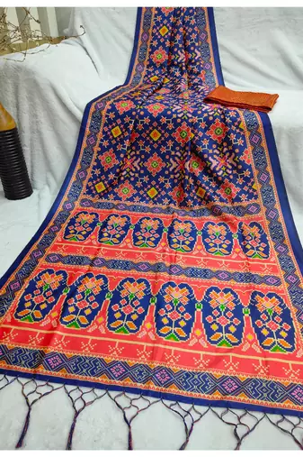 Digital print assami silk saree with jequared unstitched blouse and beautiful multicoloured thred work at pallu