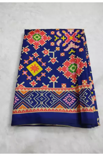 Digital print assami silk saree with jequared unstitched blouse and beautiful multicoloured thred work at pallu