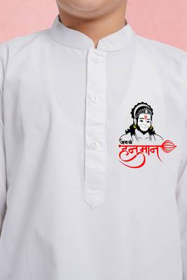 hanuman print boys kurta pajama white cotton set 2
