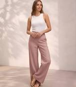 Rose casual linen blend straight fit pants