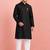 boys black cotton kurta pyjama with hanuman print