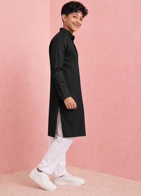 Boys black pure cotton kurta pyjama set     hanuman jayanti special print 3