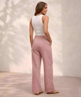 Rose casual linen blend straight fit pants 2