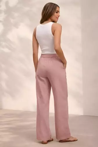 Rose casual linen blend straight fit pants