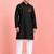 boys black kurta pyjama set with jai shree ram print	