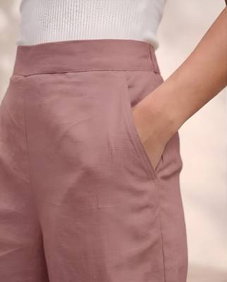 Rose casual linen blend straight fit pants 3