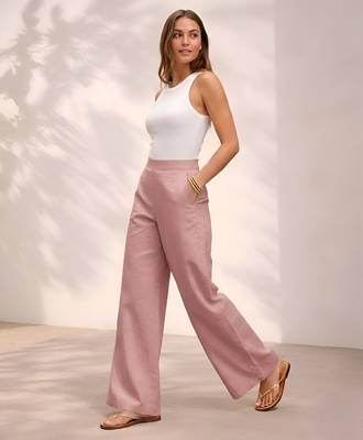 Rose casual linen blend straight fit pants 4