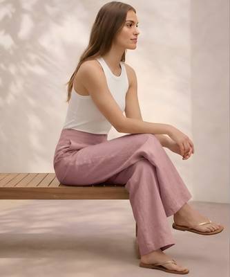 Rose casual linen blend straight fit pants 5