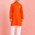 boys cotton orange kurta pyjama set with bal hanuman print
