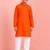 Boys orange pure cotton kurta pyjama set     ram special print
