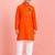 boys orange cotton kurta pyjama set with ram hanuman print