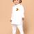 boys white cotton kurta pyjama set with bal hanuman print