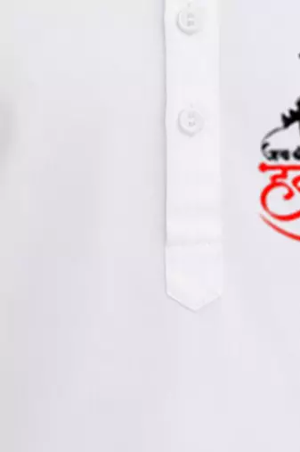 boys white pure cotton kurta pyjama with hanuman print