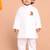 boys white pure cotton kurta pyjama with shree ram print