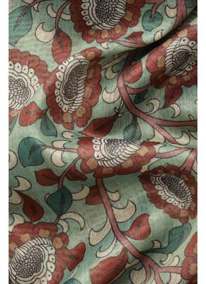Digital print rapier jequared saree with unstitched blouse and beautiful multicoloured thred work at pallu 4