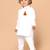 boys white cotton kurta pyjama set with hanuman print