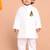 boys white ram hanuman print cotton kurta pyjama set